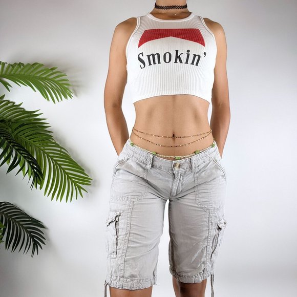 Unbranded Tops Y2k Style White Indie Grunge Cropped Streetwear Wife